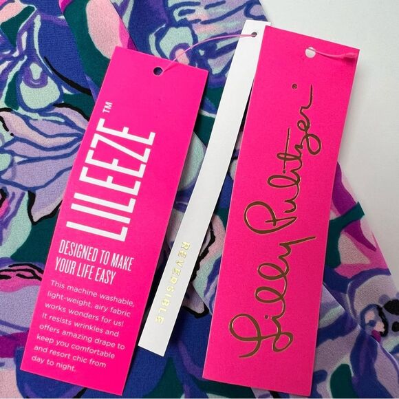 Lilly Pulitzer Reversible Florin V-Neck Top Tanzanian Moonlight Garden Small - Picture 6 of 7